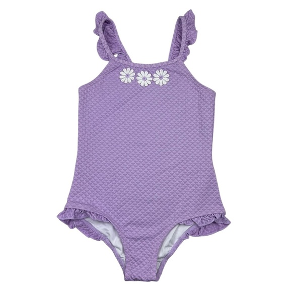 Cotton On Girls Heather One Piece Flower Ruffle Lilac Purple Swimsuit - Size 8 - Picture 1 of 6